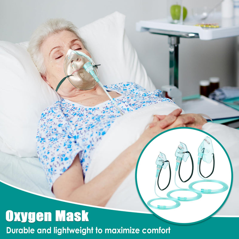 [Australia] - Geiserailie 3PCS S/M/L Size Oxygen Mask for Adult with 6.6 Ft Tubing and Adjustable Elastic Strap, Adult Oxygen Mask with Tubing for Connecting 