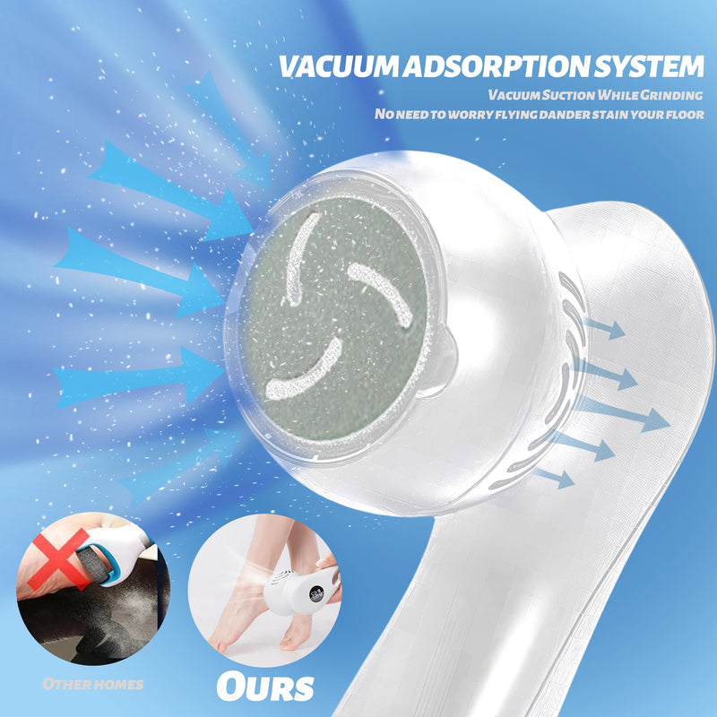 [Australia] - Electric Feet Foot Callus Remover Equipped with A Vacuum System Foot Scrubber 17 in 1 Professional Foot Care Tool Ipx6 Waterproof Rating for Removing Hard Cracks Dryness and Dead Skin (White) White 