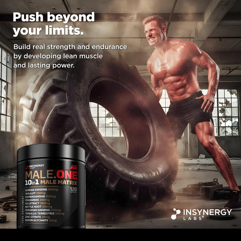 Male One 10 in 1 Male Matrix Supplement for Men, Ashwagandha, Maca, Fenugreek, Muscle Growth, Energy, Drive, Strength, Recovery (2 Month Supply)