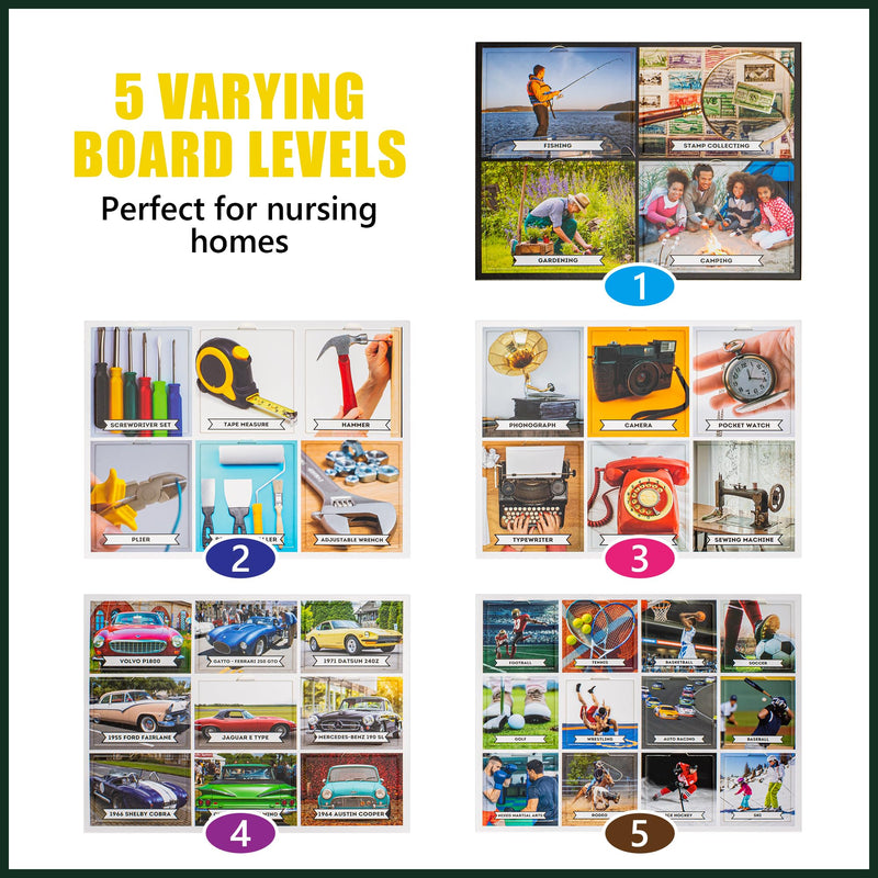 [Australia] - Assistex Matching Game Activity Board - Dementia Activities for Seniors - Memory Games for Adults with Alzheimers - Memory Loss and Alzheimers Activities - Matching Card Memory Games for Seniors Men's Edition 