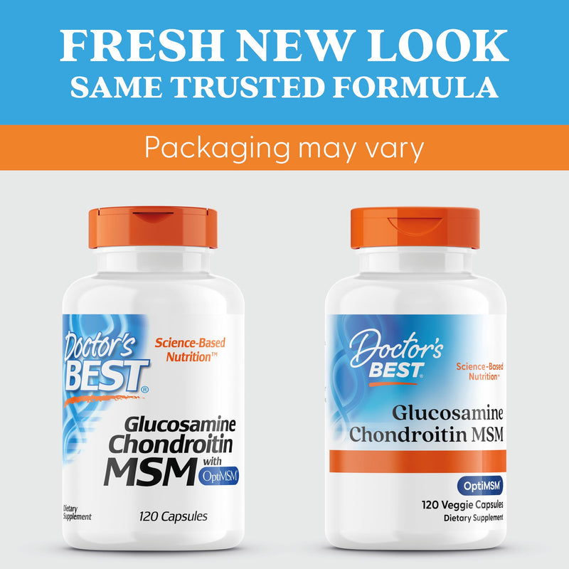 Doctor's Best, Vegan Glucosamine Chondroitin MSM, High Dose, 120 Vegan Capsules, Lab-Tested, Gluten-Free, Vegetarian, Soy-Free, Non-GMO
