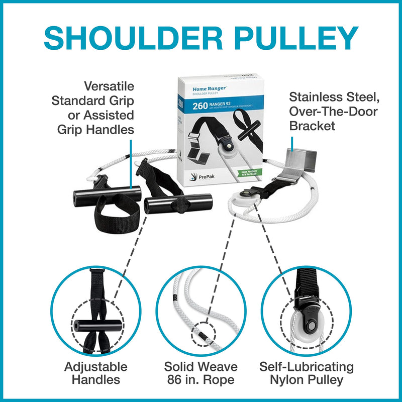 [Australia] - Home Ranger-Premium Shoulder Pulley System - Home Ranger-92, Model 260 - Modified Version with Assisted-grip Handles and Stainless Steel Over-The-Door Bracket Attachment - Easy Set-up, Range of Motion 
