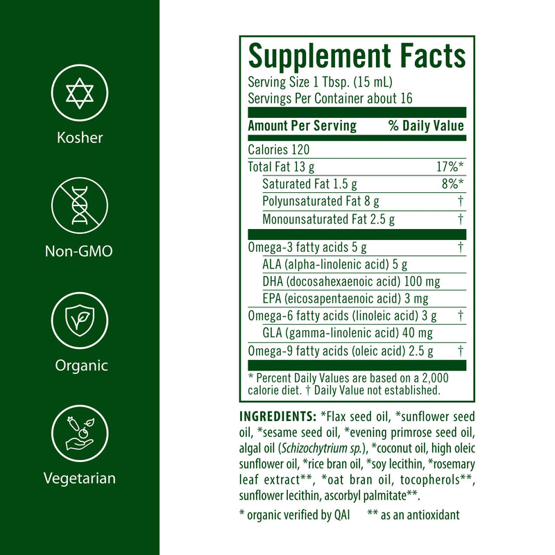 Flora - Udo's Choice Omega 369 Oil Blend with DHA, Udo's Oil Balanced 2:1:1 Ratio of Omega Fatty Acids, Supports Cognitive Function & Overall Health, 8.5-fl.oz. Glass Bottle 8.5 Fl Oz (Pack of 1)