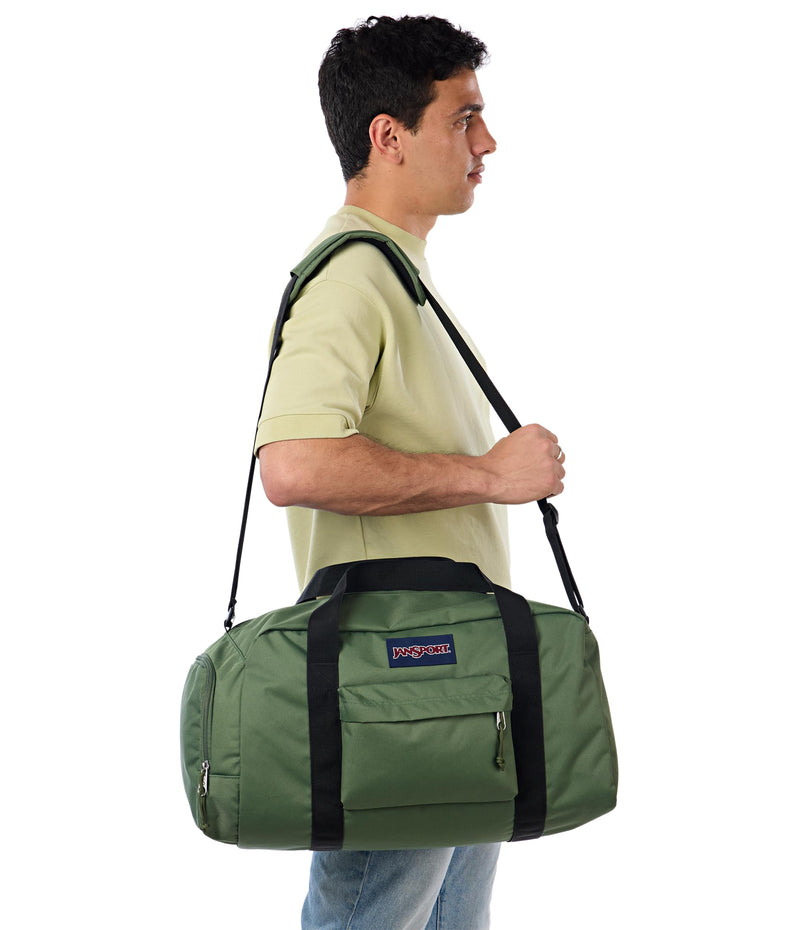 JanSport Weekender Medium Duffel - Travel or Gym Bag, Durable Weekender with Front Utility Pocket & Side Grab Handles - Cargo Green