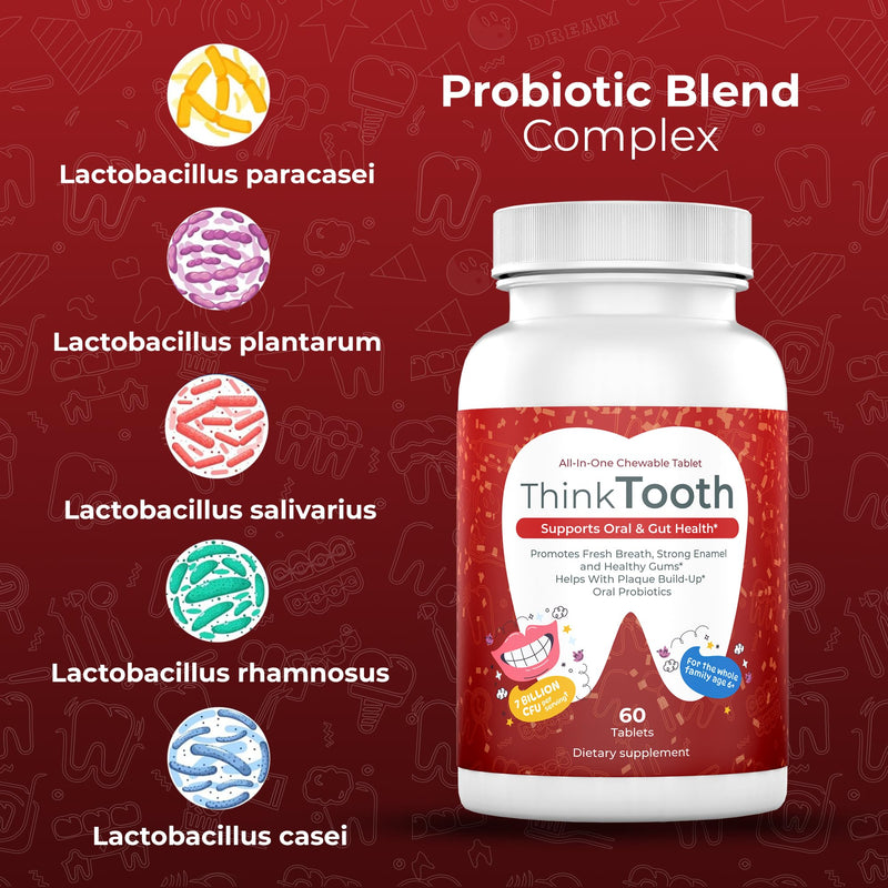 [Australia] - 60 Chewable Tablets, Oral Probiotics for Mouth Bad Breath Treatment for Adults, 5 Strains 7 Billion CFU, Doctor Formulated Oral Probiotics for Teeth & Gums, Fresh Breath, Chronic Halitosis 