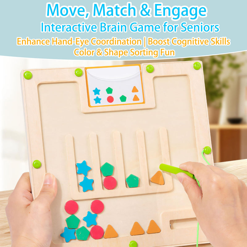 [Australia] - Alzheimers Products for Elderly - Sorting Activities for Dementia Patients, Memory Care Activities for Seniors, Tile Matching Cognitive Busy Box Board Gadgets Gifts Large Wooden 