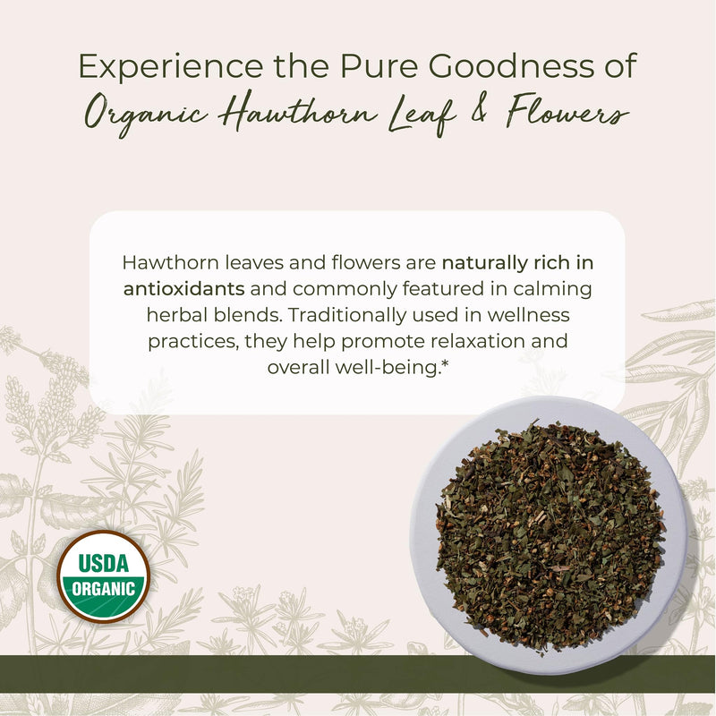 [Australia] - Starwest Botanicals Organic Hawthorn Leaves & Flowers - Dried Loose Leaf Herb for Tea, Natural Wellness Support for Women & Men, Cut & Sifted, Certified Kosher, Non-GMO - 4 oz Pouch 