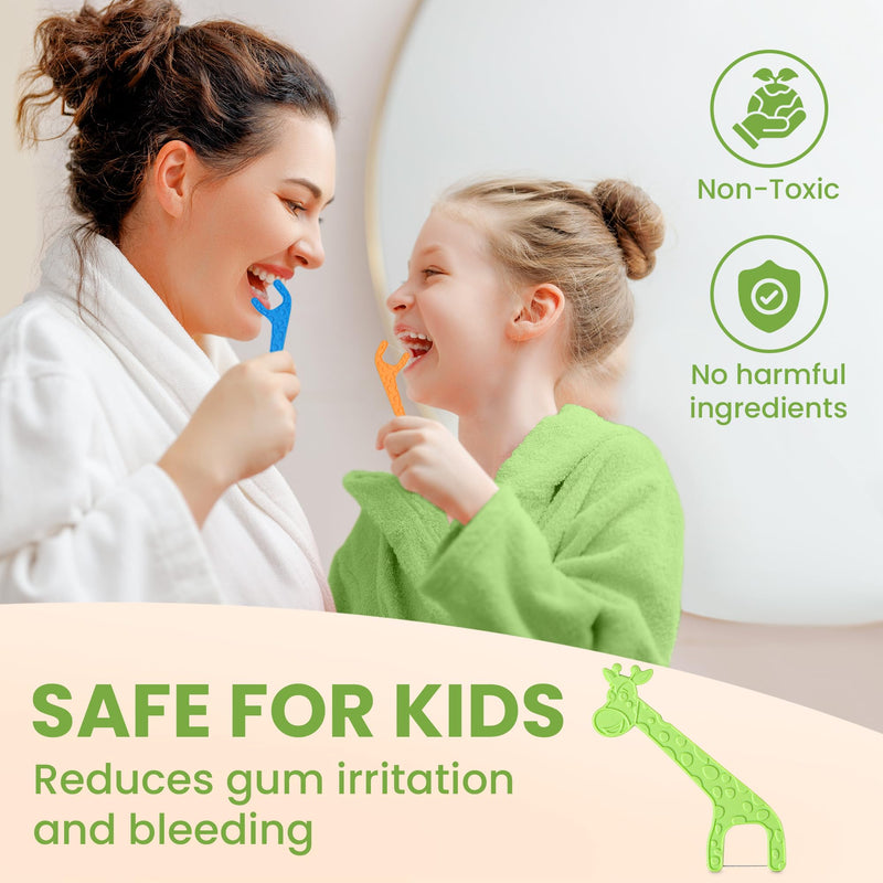 [Australia] - Dental Floss Picks for Kids 75 Pack ‚Äì Unflavored, No Fluoride Oral Tooth Flossers ‚Äì Biodegradable Flossing Sticks with Charcoal Infused Thread ‚Äì Giraffe Toothpick for Toddler Teeth ‚Äì Travel Case Size 