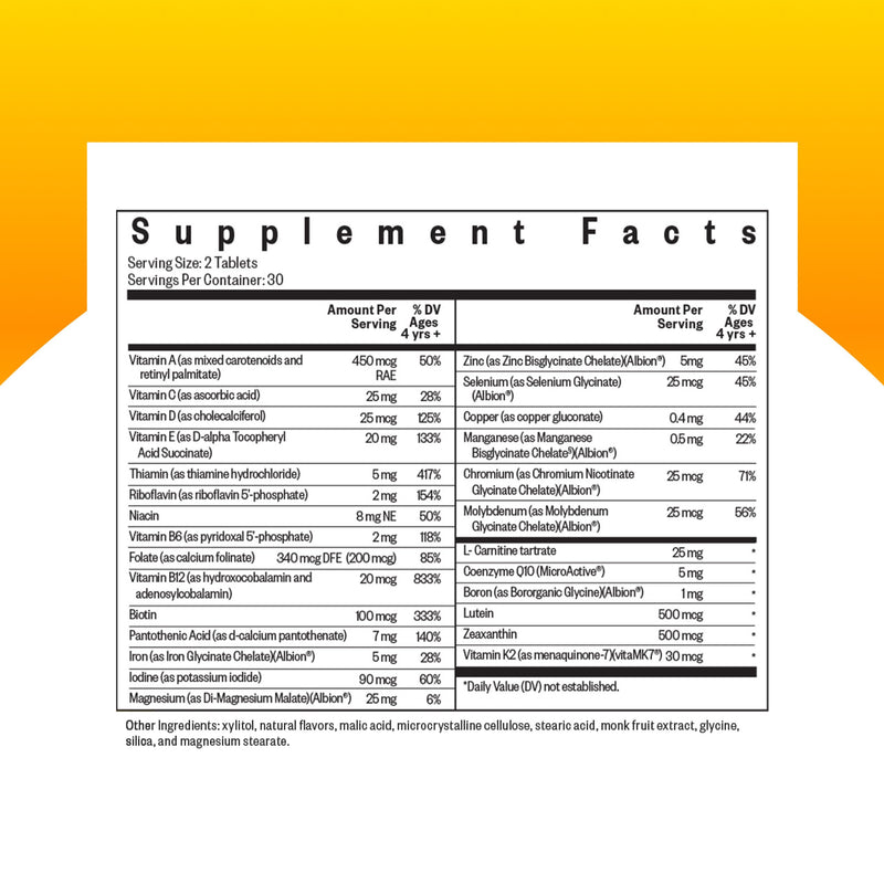 Seeking Health Kids Multivitamin Chewable MF, Formulated for Children’s Health, Methyl-Free, with Folinic Acid, Vitamin B12, Riboflavin, Vitamin A, Vegetarian (60 Chewable Tablets)*