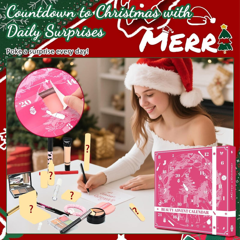 [Australia] - Makeup Advent Calendar 2025 for Women & Teen Girls, 24 Days Christmas Countdown Calendar Beauty Gift Set, 2025 Xmas Gift Surprise Box Calendar Full Makeup Kit Multicolor 