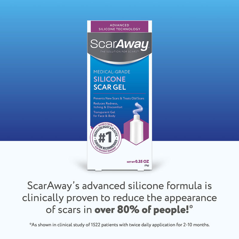[Australia] - ScarAway Silicone Scar Gel, Helps Improve Size, Color & Texture of Hypertrophic & Keloid Scars from Injury, Burns & Surgery, Water Resistant, 10g (0.35 Oz) 