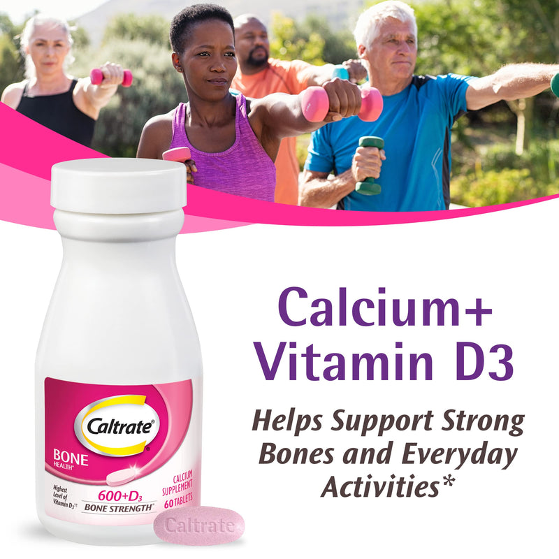 Caltrate 600 Plus D3 Vitamin D and Calcium Supplement Tablets, 200 Count | Highest Level of Vitamin D3, Maximizes Calcium Absorption to Support Strong Bones and Daily Function 200 Count (Pack of 1)