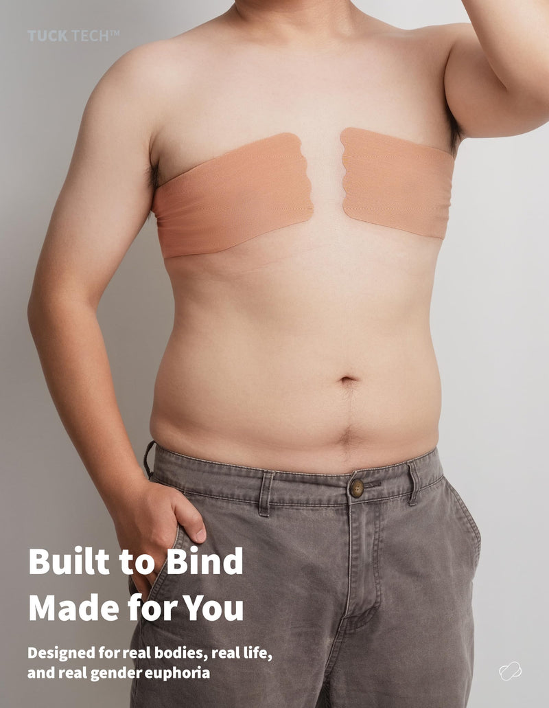 Transgender Tape 4", FTM Binder for Chest Binding, Tucking, Extra Wide Kinesiology Tape, 16.5 feet (Beige) Beige