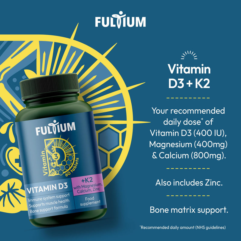 D3 + K2, 400 IU Vitamin D3, Calcium 800mg, Magnesium 400mg | 60 Tablets|Immune, Bone & Muscle Support | from The UK’s No.1 Vitamin D Prescription Brand** | Vegan | Food Supplement