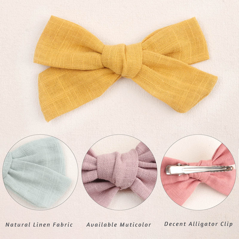 [Australia] - 40Pcs 3.5Inch Hair Bows Clips for Baby Girls, Oaoleer Neutral Linen Pigtail Bows Double Bun Ponytail Bow Hair Barrettes Accessories for Babies Infant Toddlers Kids in Pairs Toddler Bows -1 