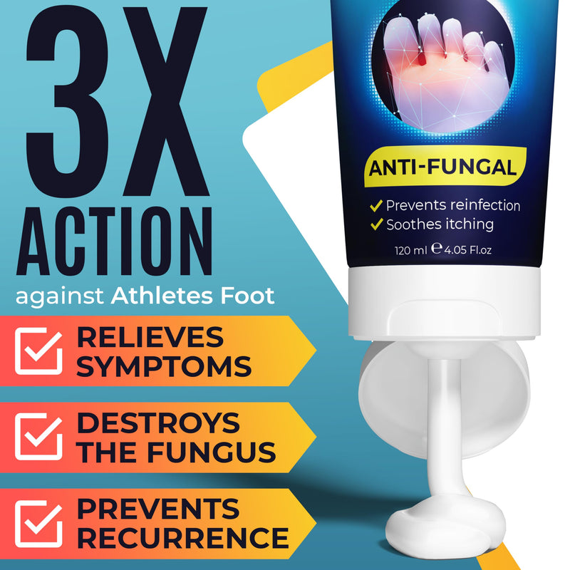 Athletes Foot Cream Antifungal for Cracked Heels, Dry Skin & Itchy Feet | Relieves Itching, Burning & Redness, Antifungal Treatment Helps with Nail Fungus, Jock Itch & Ringworm, Dry Skin, 4.05 oz