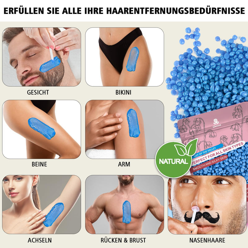 [Australia] - OMOZUN Waxing Set Wax Warmer Device: Wax Hair Removal Machine with LED Digital Display - Pure Natural Wax Machine for Depilatory Wax - Warm Wax Device Suitable for Nose Hair Wax (White) 1.36 kg (Pack of 1) White 