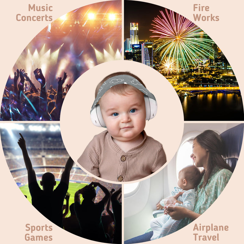 [Australia] - Baby Noise Cancelling Headphones - Soundproof Ear Muffs for Sleep 0-24 Months Gray 