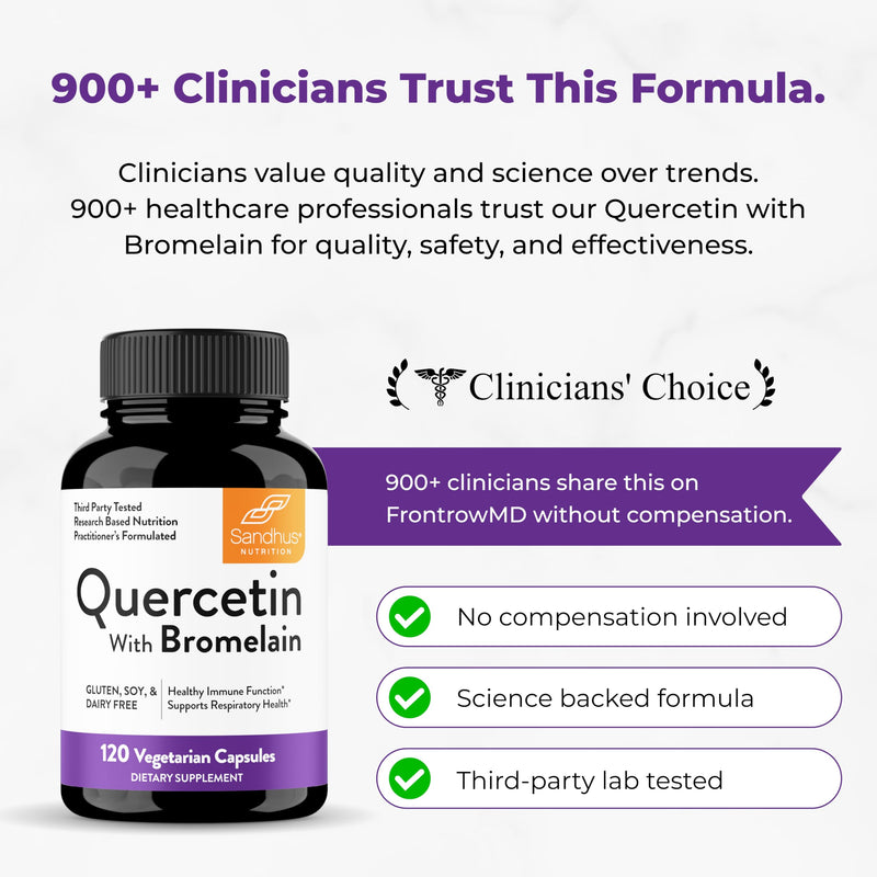 Quercetin with Bromelain 500mg Supplement Capsules 1000mg Per Serving 360Ct | 500mg Combination Supplements 2400 GDU/g Gluten-Free Natural 180 Servings and Encapsulated in USA By Sandhu's 120 Count (Pack of 3)