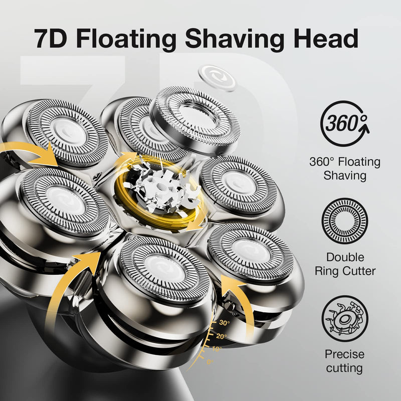 [Australia] - 7 Blade Floating Replacement Shaving Head, Washable Shaver Blade Heads Replacement for Head Shaver, Wet & Dry Compatible for Rotary Shavers 