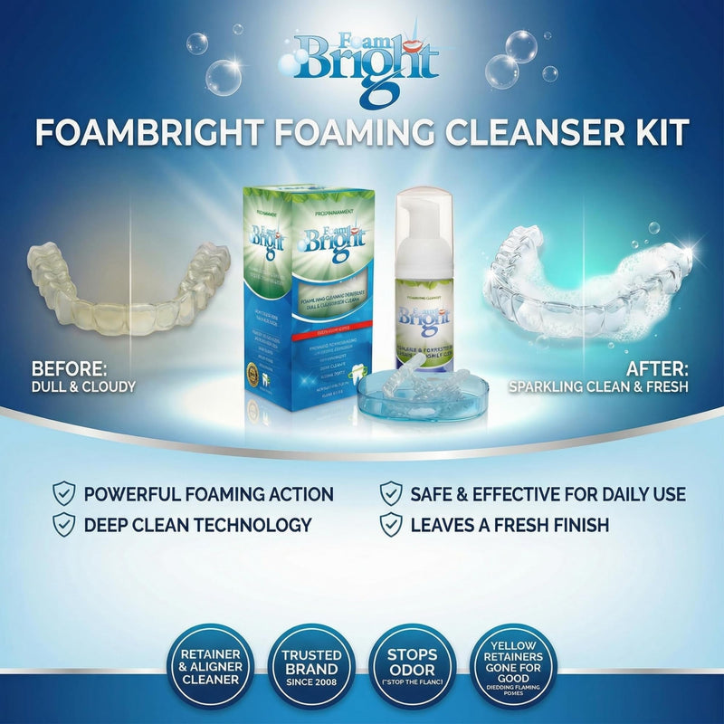 Retainer Foam Cleaner & Teeth Whitening Formula. The Ultimate Cleaning Toothpaste for Aligner Retainers. Great for All Kinds of Clear Retainers, Braces & Aligners. Safe for Dentures. (2 Pack)