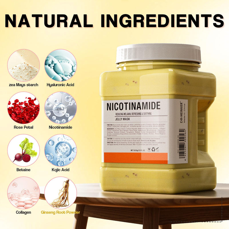 Vajacial Hydro Jelly Mask Powder for Face, Jelly Mask for Facials Professional, Jelly Facial Mask for Teens and Women. Jelly face mask. (Nicotinamide) Nicotinamide