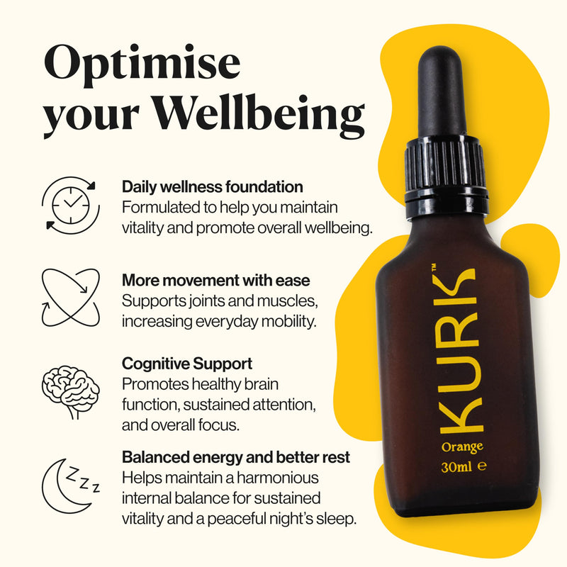 KURK Essential Liquid Turmeric Supplement, Turmeric Curcumin Drops, Oil for Advanced Everyday Wellness, Focus & Energy, 185x More Absorbable Than Powders, Plant-Based (Orange) (30ml) Orange 30 ml (Pack of 1)