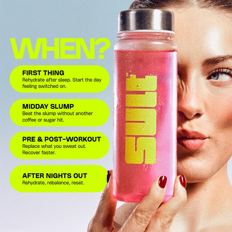 SULT Hydrate Electrolyte Sachets | Zero Sugar | 6 Electrolytes | 500mg Sodium | Coconut Water | 26 Pack | Watermelon Berry | Vegan, Non-GMO | Made in UK