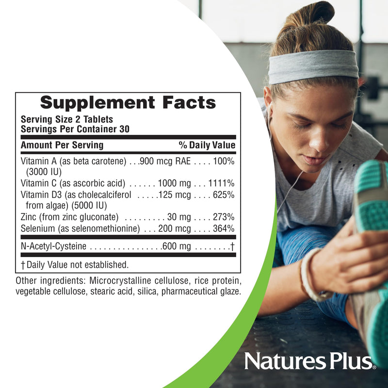 NaturesPlus Immune Boost - 60 Tablets - Enhanced Antioxidant Respiratory Support, Overall Immune System Health - With High-Potency Vitamins & Minerals - Vegetarian, Gluten Free - 30 Servings