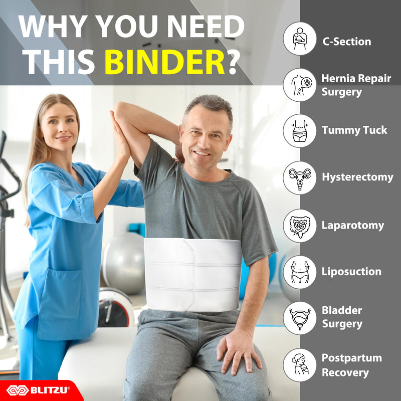 Abdominal Binder for Women & Men Post Surgery Recovery, 9 inch 3 Panel Waist Compression Band, Wrap Support for Bariatric, Belly, Stomach, Postpartum, Hernia, Latex-free, Breathable Fabric. Nude L-XL Large/X-Large