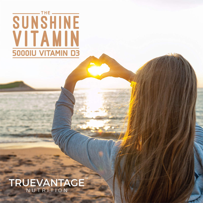 TrueVantage Vitamin K2 MK-7 180 mcg + D3 5000 IU-60 Servings | Supports Bone & Cardiovascular Health, MenaQ7, Vegetable Capsules