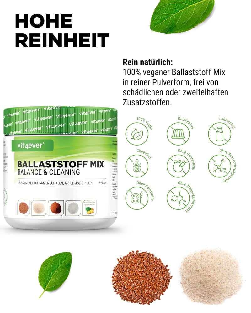 [Australia] - Combination of fiber - 400 g powder with psyllium husk, inulin (prebiotic), apple fiber, linseed - high in fiber - vegan - with natural pineapple flavor - premium quality 