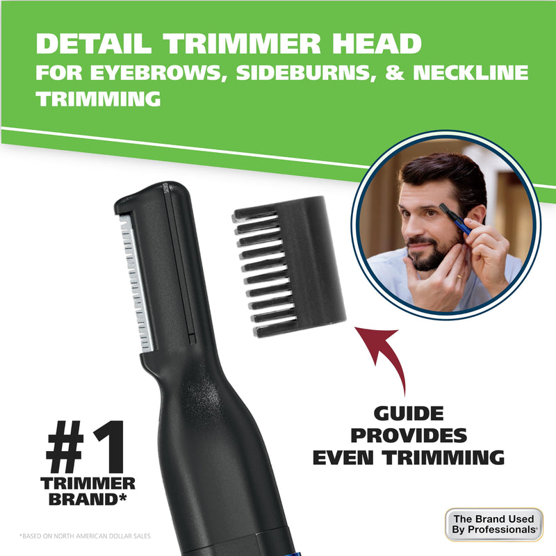 Wahl Lithium 2 in 1 Battery Pen Detail Touch Up Trimmer for Nose, Ear, Neckline, Eyebrow, & Other Detailing - Blue - by The Brand Used by Professionals - Model 5643-200 2 Heads