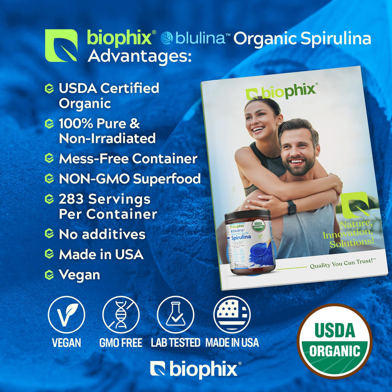 [Australia] - biophix Blue Spirulina Powder Organic Blulina 10 oz - Algae Organic Spirulina Powder 283 Servings - Superfood Supplement - Natural Blue Pigment - Espirulina en Polvo Organica Pura Azul 10 Ounce (Pack of 1) 