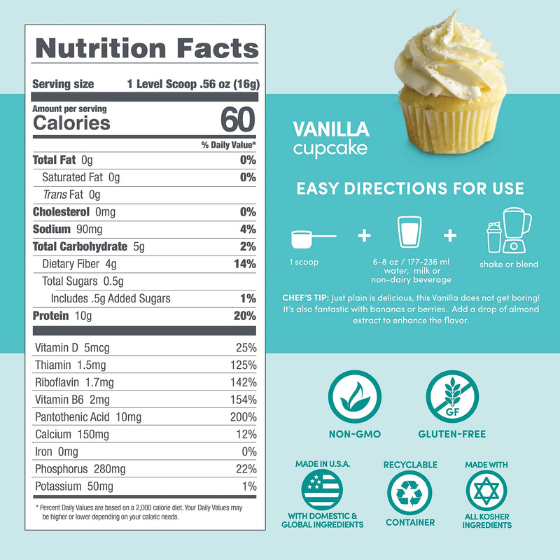 [Australia] - Designer Wellness, Designer Lite, Low Calorie Natural Protein, Prebiotic Fiber, Key Vitamins & Minerals, Vanilla Cupcake, 9.03 Ounces 9.03 Ounce (Pack of 1) 