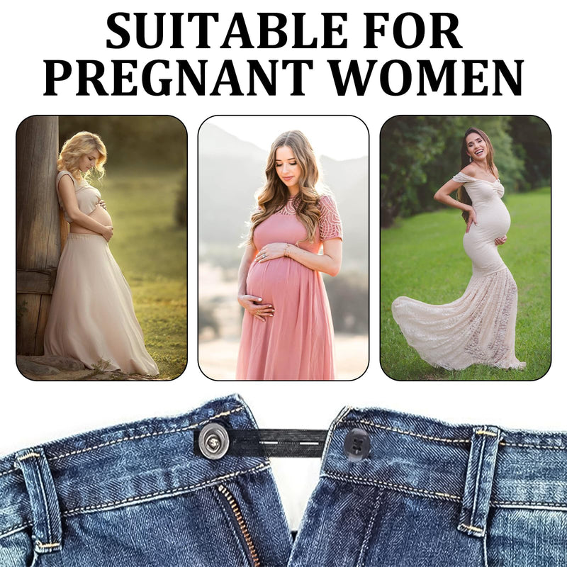 [Australia] - LEOEASIY Pack of 10 trouser waist extensions, pregnancy trousers extensions, pregnancy trousers extensions, comfortable and adjustable trousers extensions for pregnant women (black 