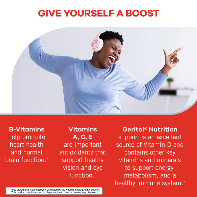 Geritol Multivitamin Supplement, 27 Essential Vitamins & Minerals, 40 Tabs | Daily support for adults, multivitamin tablets with 27 essential vitamins and minerals, gluten-free, non-GMO 40 Count (Pack of 1)
