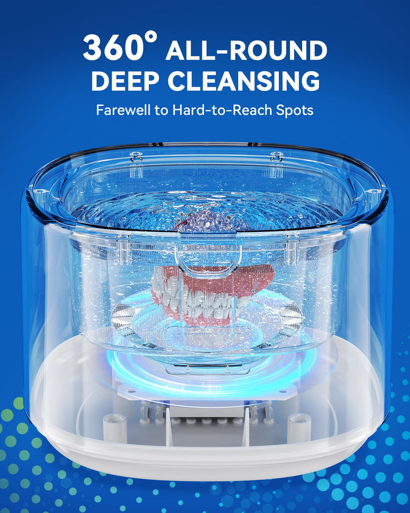 [Australia] - Retainer Cleaner with Upgraded MCU, 30W/45kHz Ultrasonic Frequency, 230ML Portable Retainer Cleaner Machine for Mouth Guards, Dentures, Night Guard, Aligner -White White 