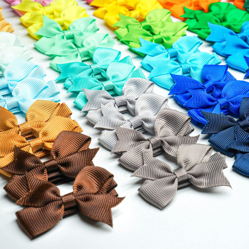 [Australia] - CÉLLOT Baby Hair Clips 50Pcs Tiny 2" Baby Hair Bows Fully Covered Barrettes Clips for Baby Girls Infants and Toddlers,25 Colors in Pairs 