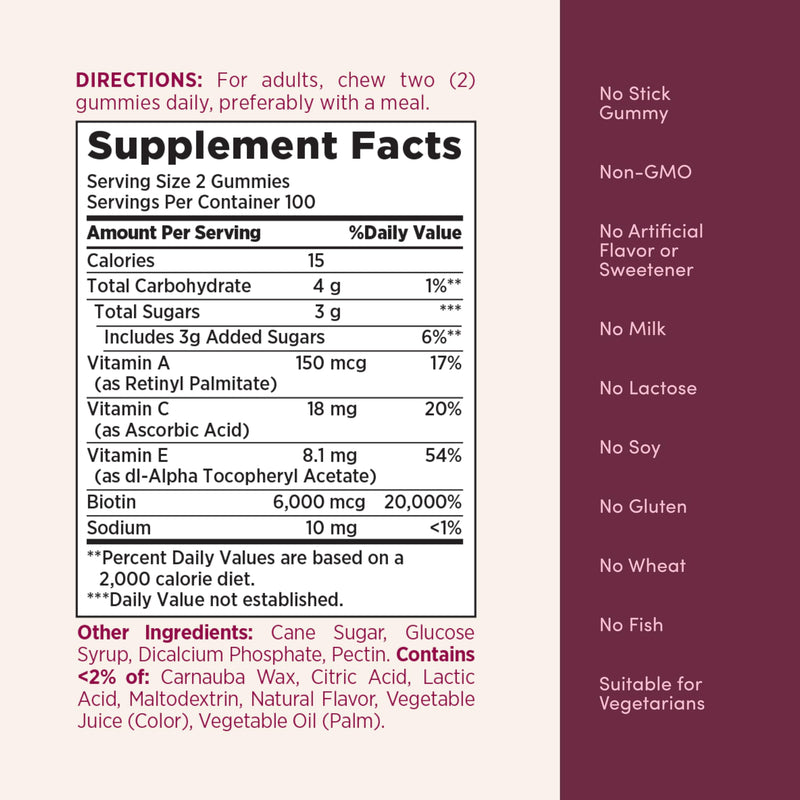 Nature's Bounty Optimal Solutions Advanced Hair, Skin & Nail Pectin Gummies 200 Count (Pack of 1)