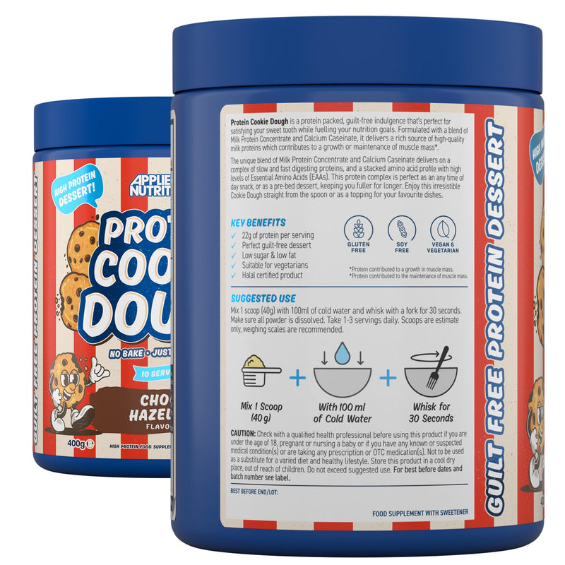 Applied Nutrition Protein Cookie Dough 400g – High Protein Snack, Over 22g of Protein Per Serving, Ready-to-Eat– Low Calorie, Healthy Treat (400g – 10 Servings) (Choco Hazelnut) Choco Hazelnut 10 Serving (Pack of 1)