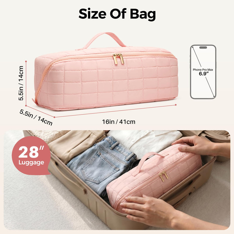 Elviros Toiletry Bag for Men and Heat Resistant Travel Case Bundle, Large PU Leather Shaving Dopp Kit and Pink Hair Tool Organizer Bag with Mat Pouch for Straightener, Curling Iron, Flat Iron and Hair