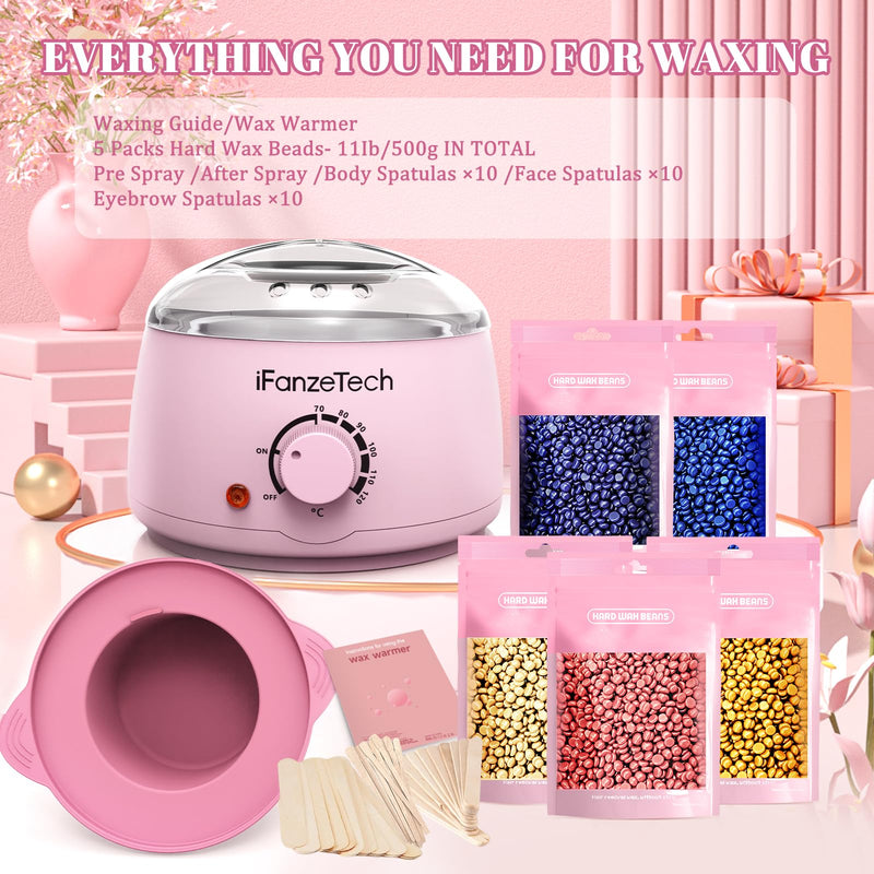 [Australia] - iFanzeTech Wax Machine Waxing Set Women: Wax Hair Removal - Wax Warmer Wax Device for Hair Removal with 5 Packs of Waxing Beads, Wax Machine Hot Wax Device Set for Home Salon 
