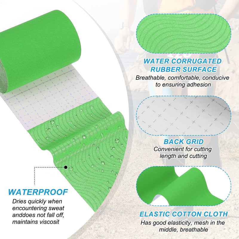 PATIKIL 16.4Ft x 4 Inch Kinesiology Tape, 2 Rolls Adhesive Cotton Sports Muscle Support Tapes Waterproof Elastic Tape for Knee Ankle Wrist Shoulder, Orange/Green