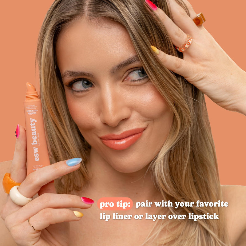 ESW Beauty Vanilla Pumpkin Lip Gloss & Hydrating Treatment for Lips | Pumpkin Spice Tint & Glossy Finish with Shea Butter & Vitamin E for Skin Barrier Moisturizing & Lip Repair, Korean Skin Care