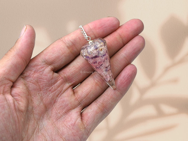 [Australia] - Clear Quartz/Rose Quartz/Amethyst (Mix) Orgone Crystal Pendulums for Divination and Dowsing Crystal Pendulum with True Pendulum Motion Spritual Crystal Clear Quartz/Rose Quartz/Amethyst (Mix) 