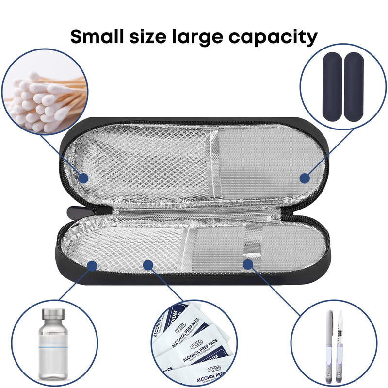 [Australia] - MOSLA Insulin Cooler Travel Case with 2 Reusable Ice Packs for Insulin Pen Portable Medical Cooler Bag for Diabetes and Other Diabetic Supplies for The Daily Life and Trip Black01 