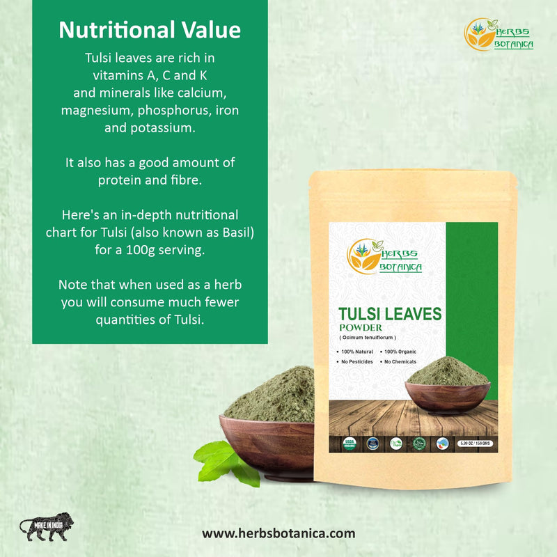 [Australia] - Tulsi Powder Organic Tulasi Holy Basil Tulsi Powder Ocimum Sanctum Vitality & Wellness - Pure, Natural, and Invigorating Boost Immunity Naturally 5.3 oz 