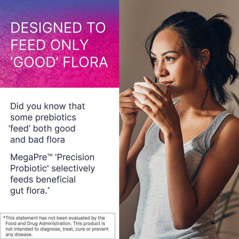 Microbiome Labs MegaPre DF - Dairy-Free Prebiotic Fibre Supplement for Gut Health with Clinically Tested Oligosaccharides – Prebiotics for Akkermansia muciniphila & Microbial Diversity (180 Capsules) Dairy Free Megapre