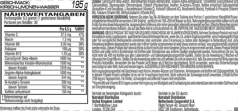 [Australia] - C4 Original - Pre-Workout Booster - Drink Powder for Energy Drink | 150 mg caffeine + beta-alanine + creatine monohydrate (cherry-lime water, 30 servings) 